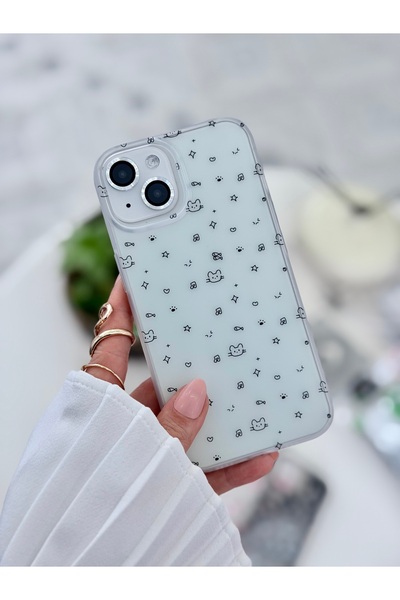 Go Aksesuar Iphone 13 - 14 ve 15 Uyumlu Darbe Önleyici Mat Şeffaf Baskılı Sil...