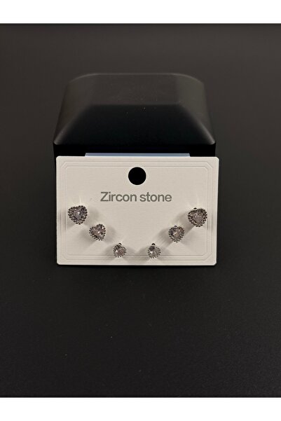 kamilasilver 6-Piece Heart-Shaped Zircon Stone Earrings – Gift for Women