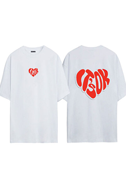 urbvn Tricou oversize alb cu imprimeu design  "It's ok "