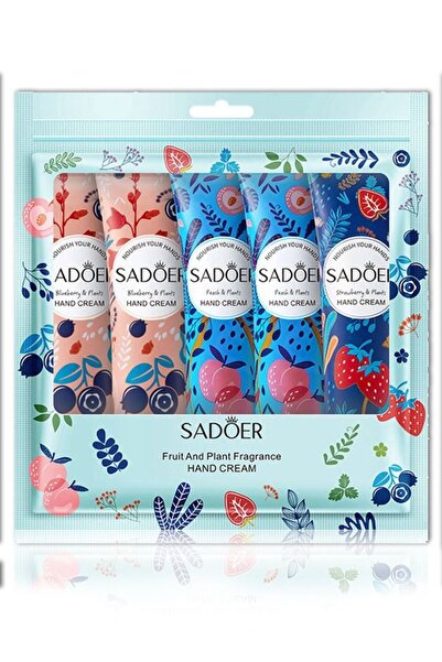 SADOER عبوة من 5 كريمات لليدين بحجم مناسب للسفر، مخصصة لليدين الجافتين والمتشققتين - لوشن مرطب برائحة الفواكه الطبيعية