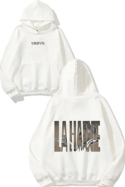 urbvn سويت شيرت La Haine 1 Design مطبوع قصة فضفاضة أبيض بغطاء رأس