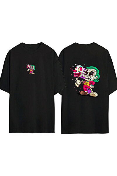 urbvn تي شيرت جوكر أنيمي 1 تصميم مطبوع أسود قصة فضفاضة