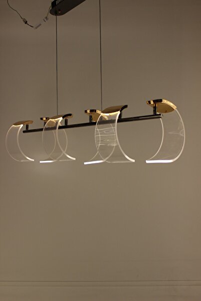 GN GEN AYDINLATMA Yemek Masası Üstü İçin Zarif Yarım Ay Tasarım Gold Gövdeli ...