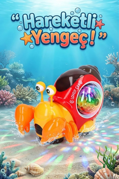 craftivio Işıklı Müzikli Hareketli Yengeç Oyuncak Turuncu - Projektörlü Emekl...