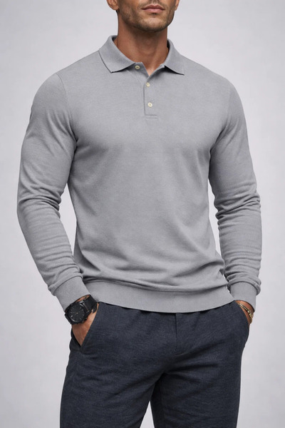 COMBİNE MİCHAİL Men's Winter Comfortable Polo Neck Gray Sweater