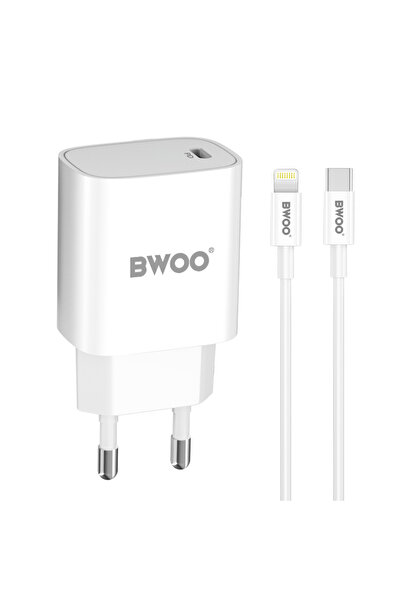 Bwoo Încărcător de perete CDA159 PD 1x port USB-C + Lightning 20W alb