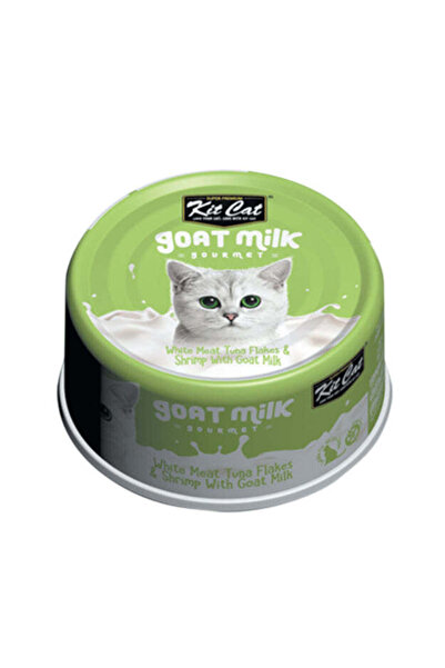 Kit Cat طعام رطب للقطط برقائق التونة البيضاء والروبيان في حليب الماعز - 70 غرام