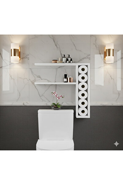 ESEN DESİNG HOME 6’lı Tuvalet Kağıdı Düzenleyici ve Duvar Rafı Banyo Seti (60...