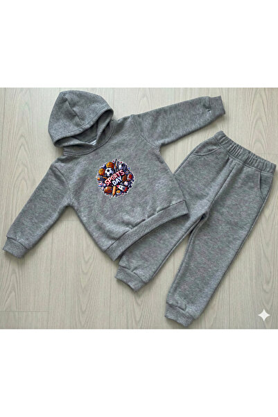 Machi Κορίτσια Αγόρια Παιδική Ημέρα Αθλητισμού με τύπωμα Σκούρο Γκρι με κουκο...