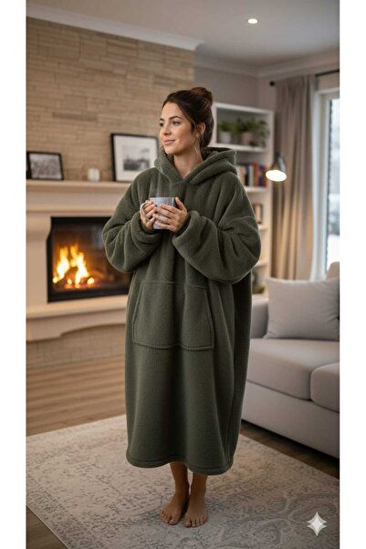 SUERTO Wellsoft Kapşonlu Giyilebilir Tv Battaniyesi Unisex Oversize HAKİ ( 1 ...