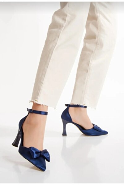 VELONA SHOES Saten Material Women's Evening Shoes with Bow Detail