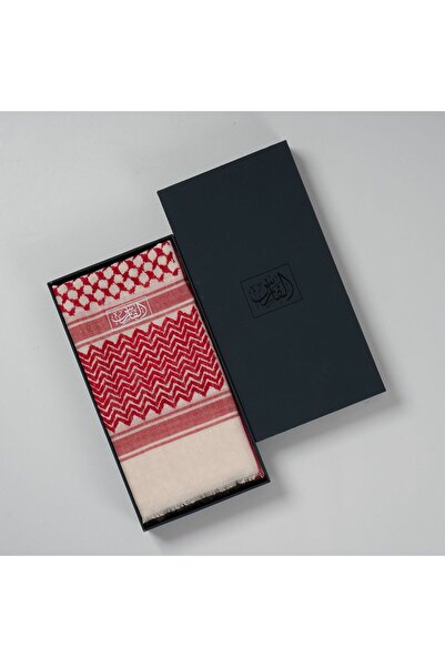 Al Fares The knight's shawl with red and white patterns