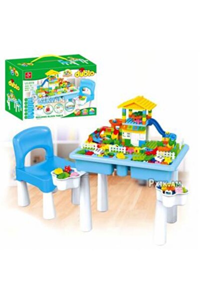 Generica طاوله صغيره مع كرسي وقطع تركيب مكعبات للاطفال القياس بالصور