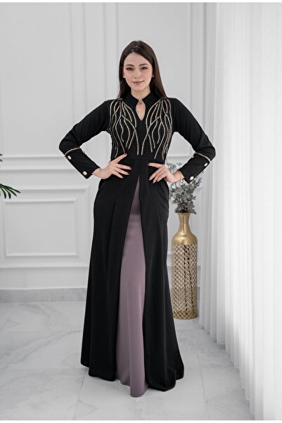 TREN Luxurious Hand Embroidered Maxi Gown Long Sleeve Two Piece Formal Evening Wear Women Party Dress