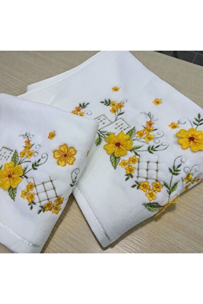 TUTUYA TEXTIL Yoncagül Embroidered White Color Towel Set for Mother and Daughter, Dowry Towel, 3-Piece Towel Set