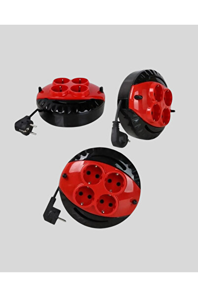Generic Brand 4-Outlet Reel with 3-Meter Extension Cable, Red