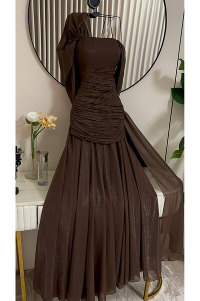 Special-DIARA chestnut evening dress