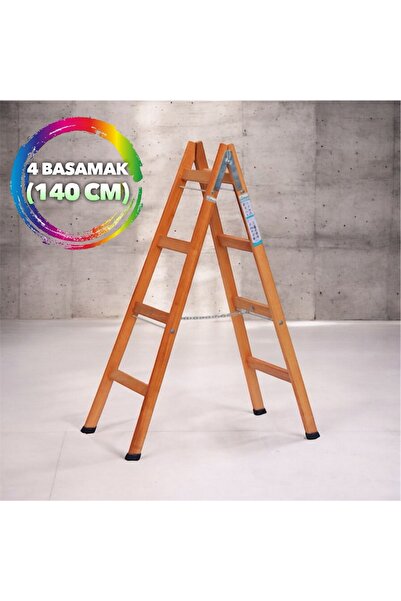 Nalbur Bakkal 4+4 Basamaklı Çift Çıkışlı A Tipi Ahşap Merdiven 140cm Süper Ka...