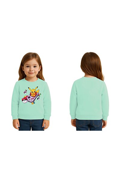 SEDİRLİ Unisex Pikachu Printed Children's Swaetshirt 3 Thread Raised