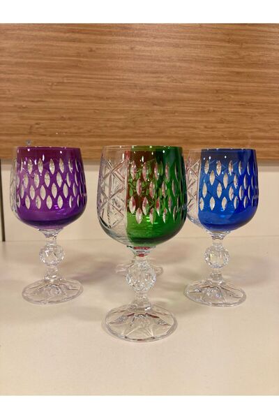 PLUS HOME Bohemia Crystal Coffee Glass, Set of 4, Colorful