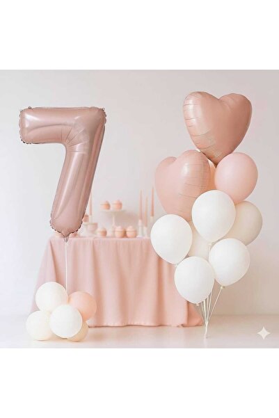 ÇITIPITISTORE Set de baloane cu numere din folie, în formă de inimă roz