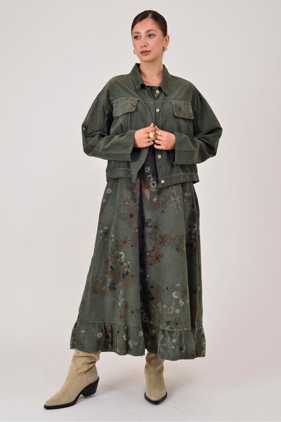 Marjinal Kadın Fitilli Kadife İkili Takım