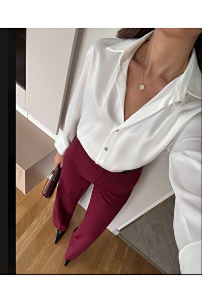 ibeeka White Color Cotton Satin Shirt