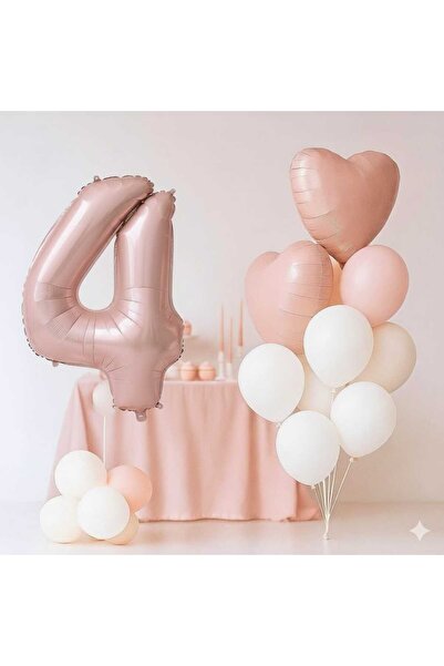 ÇITIPITISTORE Set de baloane cu numere din folie, în formă de inimă roz