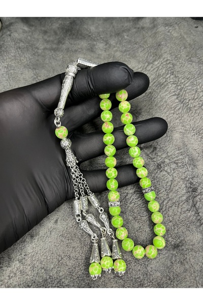 Mos Tespih Green Sea Sediment Jasper Stone High-End Natural Stone Misinali Prayer Beads