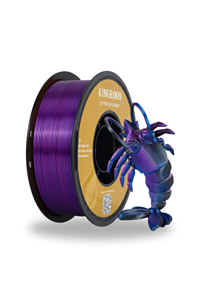 KINGROON Üç Renkli Silk PLA Filament Siyah-Mor-Mavi Canlı Parlak Renk Geçişi ...