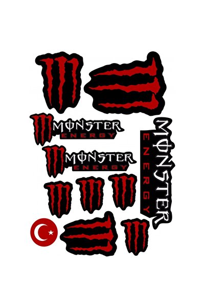 İŞCAN MOTOR MONSTER EKİPMAN KASK MOTORSİKLET GRENAJ OTO BİSİKLET STİCKER SETİ...