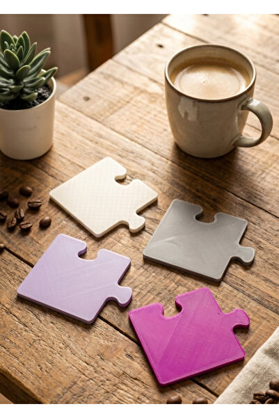 Goldesing 4 قطع من حاملات الأكواب على شكل أحجية، حاملات أكواب ملونة، حاملات أ...