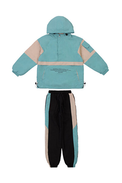 MODJEANS Compleu copii, MODJEANS, salopeta din bumbac, turcoaz pal, cu gluga,...