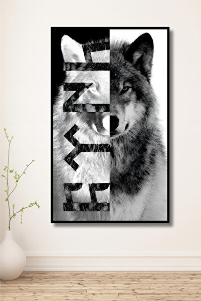 ERUMAR HOME Asil Kurt FTNH Yazılı Dekoratif Duvar Tablosu Çerçeve Görünümlü Ev,işyeri,Ahşap,Mdf