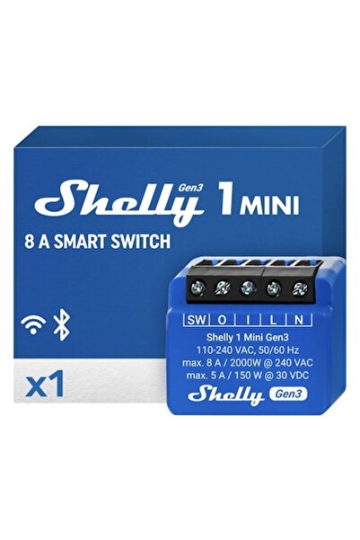 OEM Shelly Mini Gen 3, Comutator inteligent cu releu WLAN, 1 canal 8A