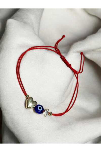 henahera accessory Nazar Boncuğu Kalp/Yıldız Figür İp Bileklik El Yapımı Ayar...