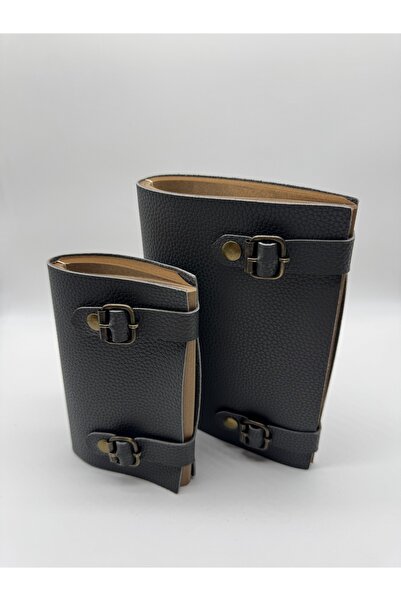 LAYDA مجموعة دفاتر ملاحظات من الجلد الصناعي مكونة من قطعتين باللون الرمادي كب...