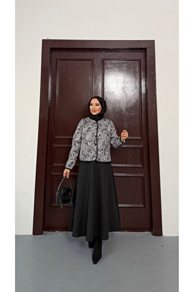 VOLT CLOTHİNG Shawl Pattern Jacket Skirt Double Set