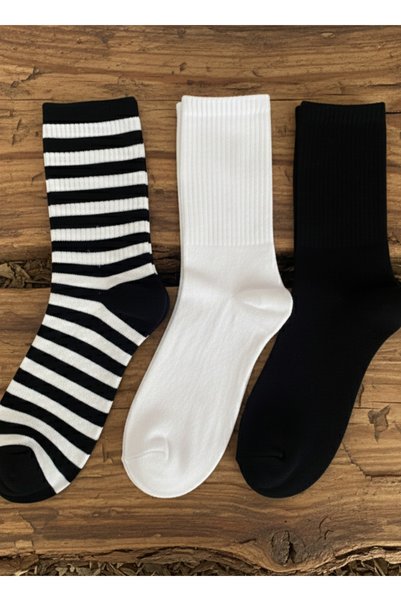 CARNAVAL SOCKS مجموعة جوارب رياضية باللونين الأسود والأبيض للجنسين مكونة من 3 قطع للاستخدام الرياضي اليومي في التنس