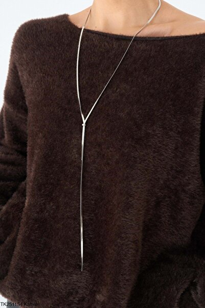 ibeeka One Shoulder Low-Cut Sweater Bitter Brown