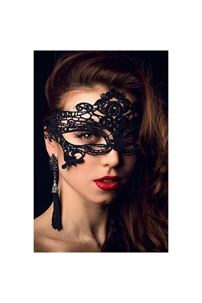 AyrStore - Siyah Dantelli Fantezi Maske - Parti, Düğün, Balo, Mezuniyet, Özel...