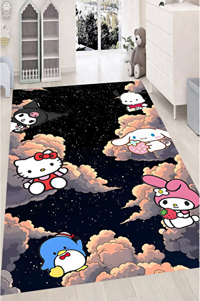 Reyhani Hello Kıty Kromı Kaymaz Taban Makinede Yıkanabilir Çocuk Gamıng Halıs...