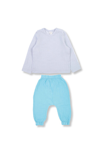 Bonito Set moale din muselina 100% bumbac, bluza cu maneca lunga si pantaloni...