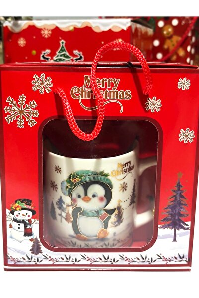 GNR Yılbaşı Penguen Temalı Kupa Kaşık Takımı Çantalı Yeniyıl Temalı Çorap Hediye