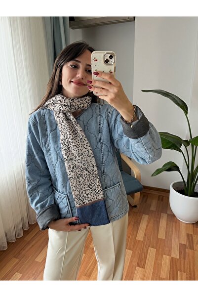 SADE DOLGULU CEKET MAVİ FULAR ÜRÜNE DAHİLDİR