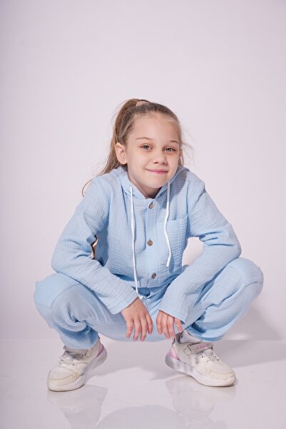 MODJEANS Set unisex MODJEANS, 2 piese, bumbac, albastru, gluga, pantaloni cu ...