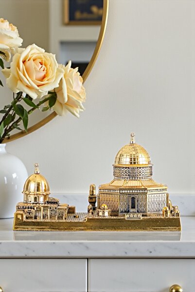Saatistan Zirkon Taşlı Gold Mescid-i Aksa Dekoratif Biblo 25x15 cm