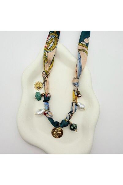 Nes İnci Charmlı Fular Kolye (47+7 cm)