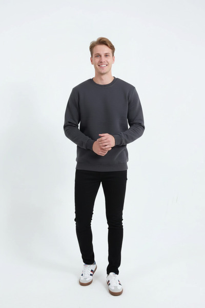 fh fashionhere Unisex Model Women & Men Crew Neck 3 Thread Soft Puff Fabric Sweatshirt