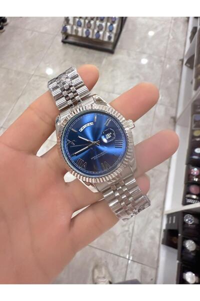 LOOQ ساعة يد رجالية بتقويم مزدوج وأرقام رومانية